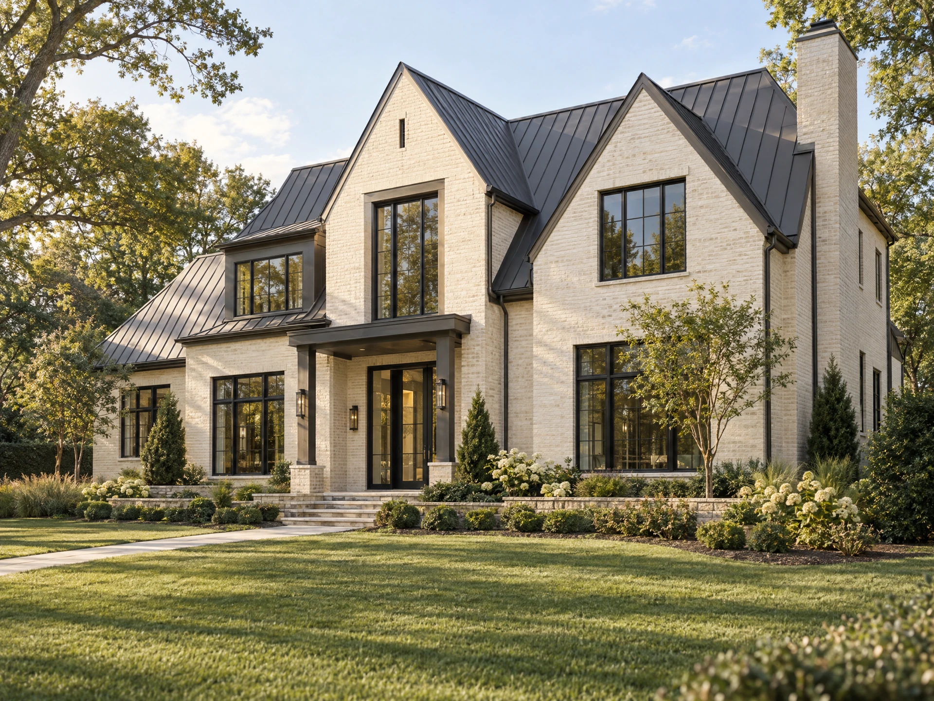 Conceptual single family residence with a landscaped front lawn